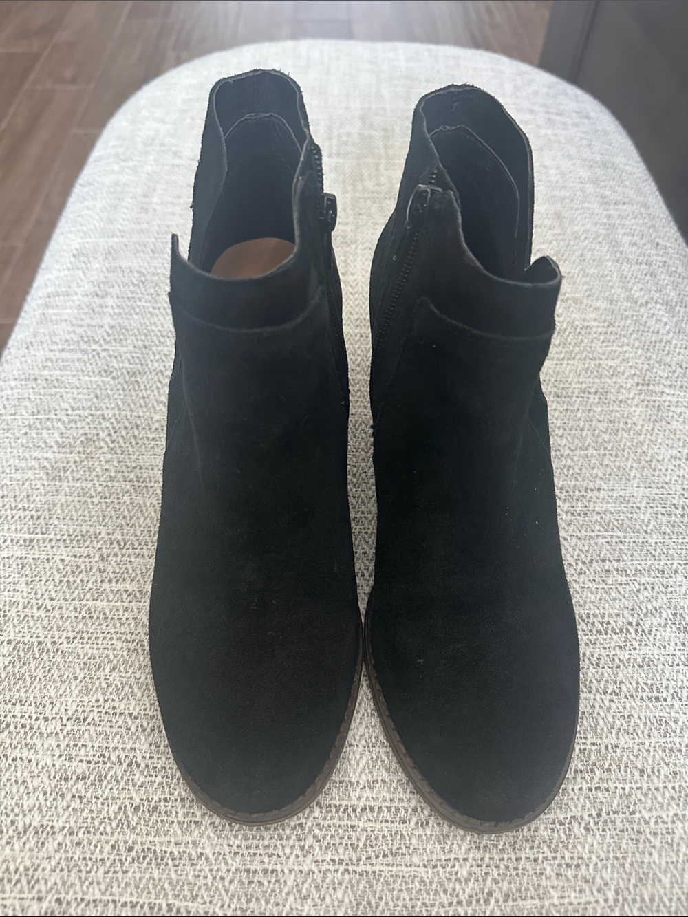 Lucky Brand Women’s Black Suede Ankle Booties - Sleek Side-Zip Style